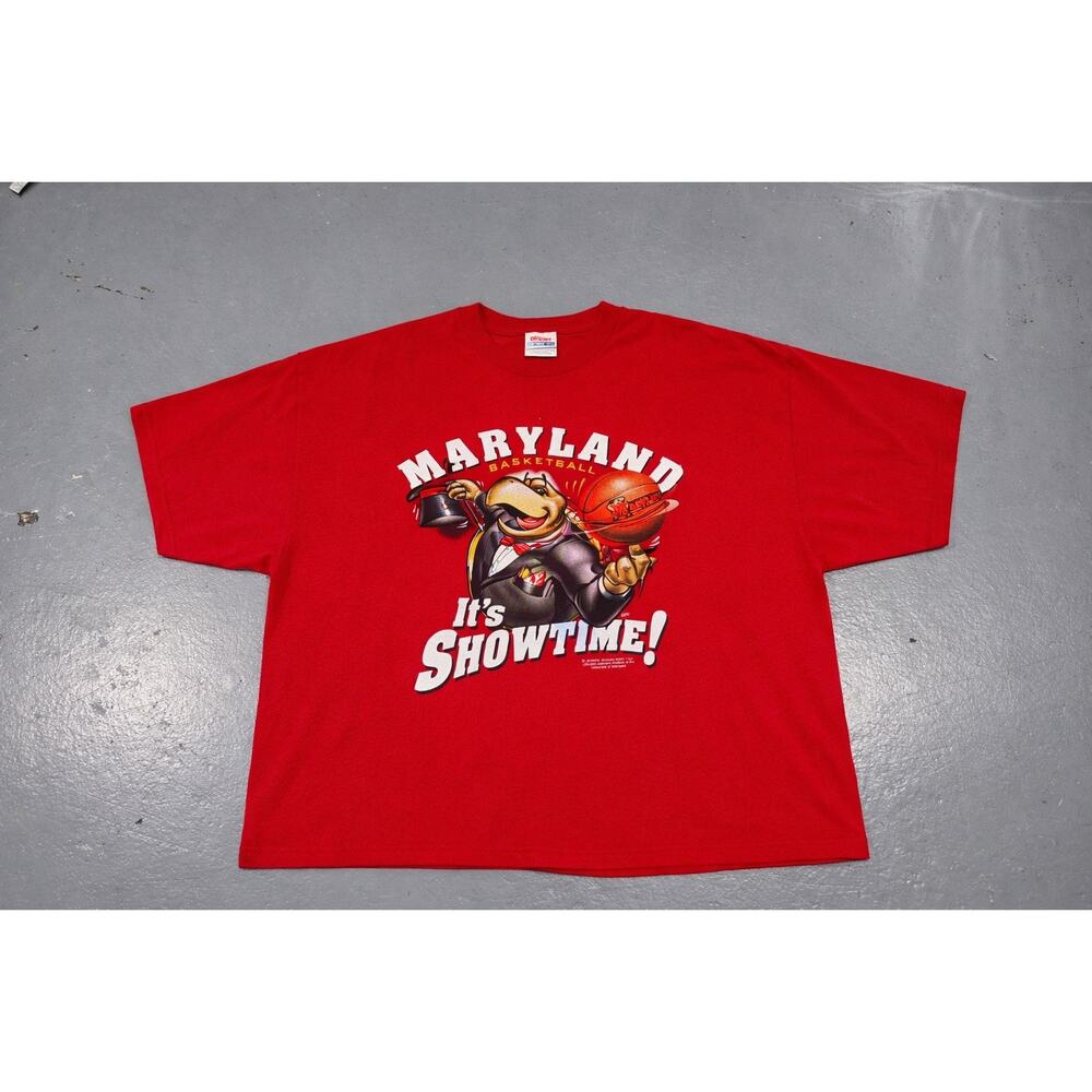 Vintage Maryland Terrapins Basketball T Shirt 2XL Red It's Showtime NCAA
